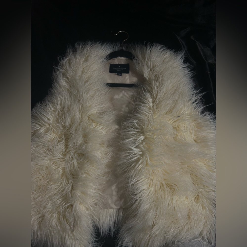 White fur American eagle vest